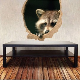 Wall Decals Raccoon Home Decor - Raccoon Wild Animal Mural Sticker Removable Tree Raccoons Bedroom Peel and Stick Apartment, a39