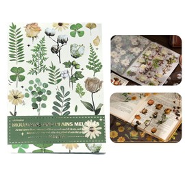Gpupved Green Leaf Flower Sticker Book 20 Sheets Greenery Stickers for Scrapbook Journal Mini Plant Floral Cotton Sticker Aesthetic Transparent Botanical Decorative Stickers for Crafts DIY Wedding