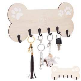 BEUNITONE Bone Shape Key Holder for Wall Cute Dog Leash Hangers with 6 Key Hooks for Farmhouse Decor Durable Cute Housewarming Gifts for Dog Owner Lovers 11.73'' x 5.87'' Sturdiness Easy to Install