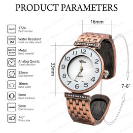 Blekon Collections Women's 33mm Case Concho Textured Cuff Bangle Watch (Silver)