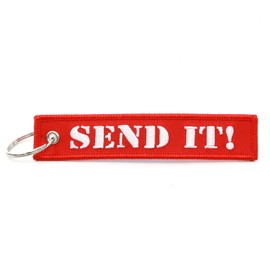 Rotary13B1 SEND IT! - Key Chain Jet Tag - Size 1 inch tall x 5 inches wide (Red)