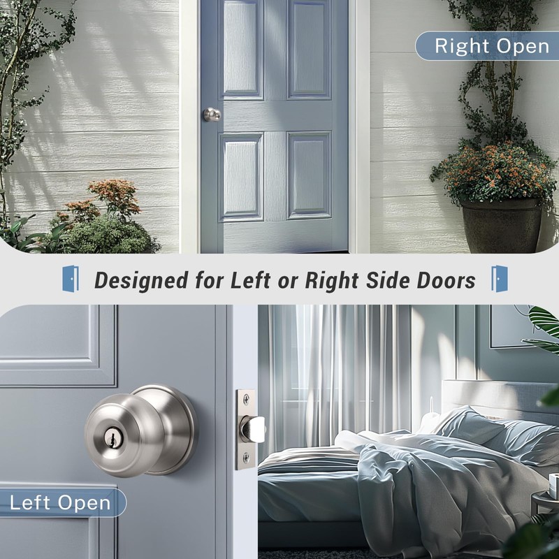 KNOBWELL 4 Pack Brushed Nickel Door Knob with Lock and