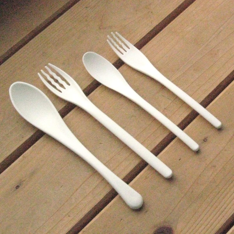 Nagao Heat Resistant Plastic Dinner Cutlery Set of 8 White