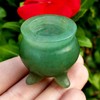 Green Aventurine polished cut base carved cauldron Natural Metaphysical Chakra