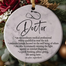 World's Best Medical Doctor MD Gift Christmas Ornament, New or Favoite Physician Present Idea Oncologist Pediatrician ENT Internist Resident Med School Grad
