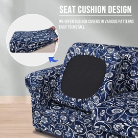hyha Printed Couch Chair Cover - Floral Pattern Sofa Cover with Separate Cushion Cover, 2 Piece Stretch Armchair Slipcover Washable Furniture Protector (Armchair, Baroque)