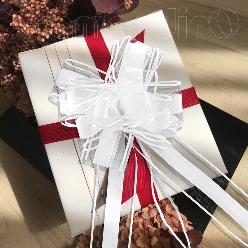 Framendino, 10 Pack Extra Large Bows 9 Inch White Pull