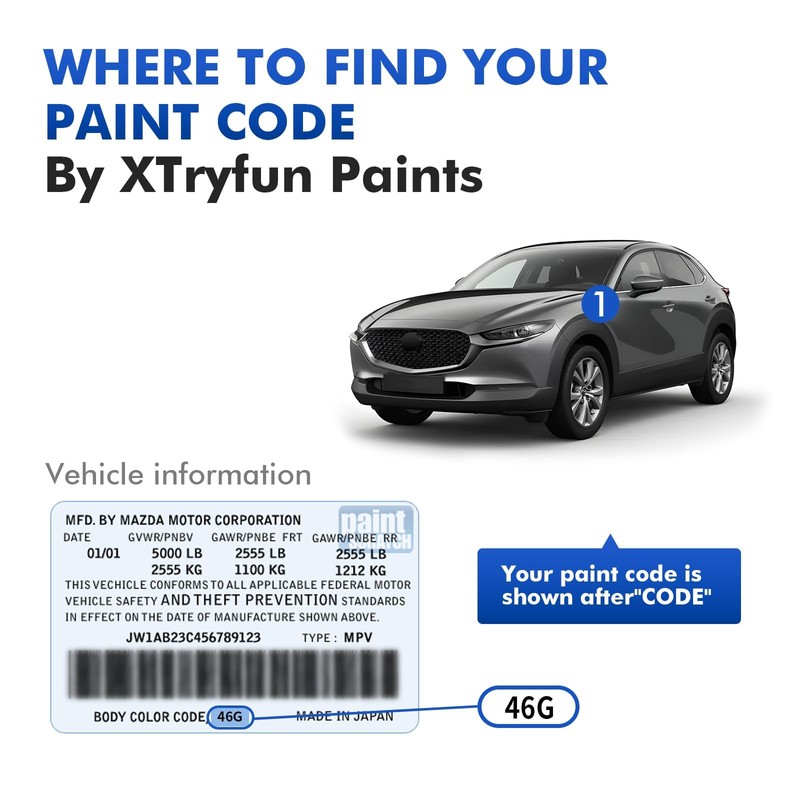 XTryfun 45B Eternal Blue Touch Up Paint for Mazda, DIY