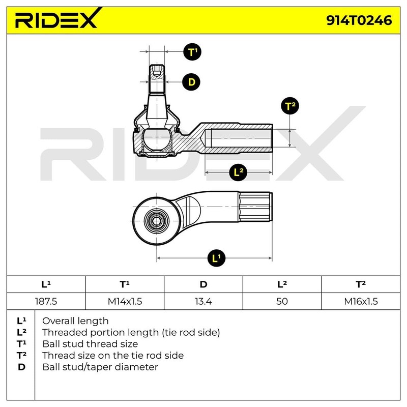 RIDEX Tie Rod End 914T0246 Front Golf V Hatchback (1K1)