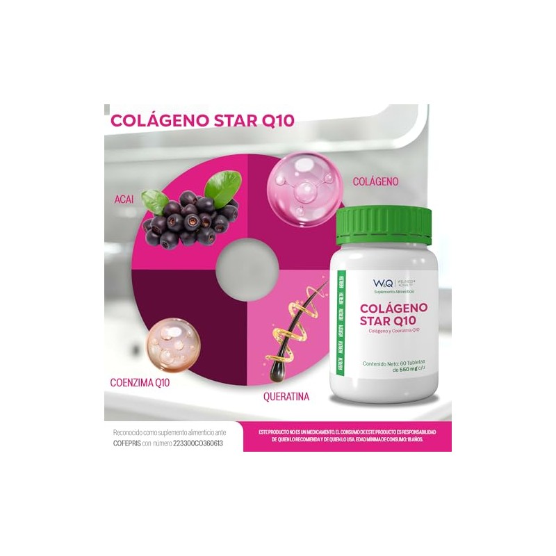 Colágeno Star Q10 Suplemento Alimenticio Tabletas 550mg