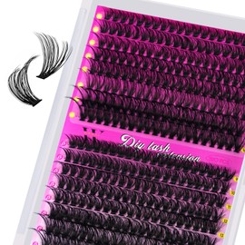 Lash Clusters 320PCS Individual Lashes D Curl Eyelash Clusters Mixed Length Cluster Eyelash Extensions Clusters Lashes with Thin Band Soft False Eyelashes DIY at Home(40D+50D,D-Mix9-16mm)