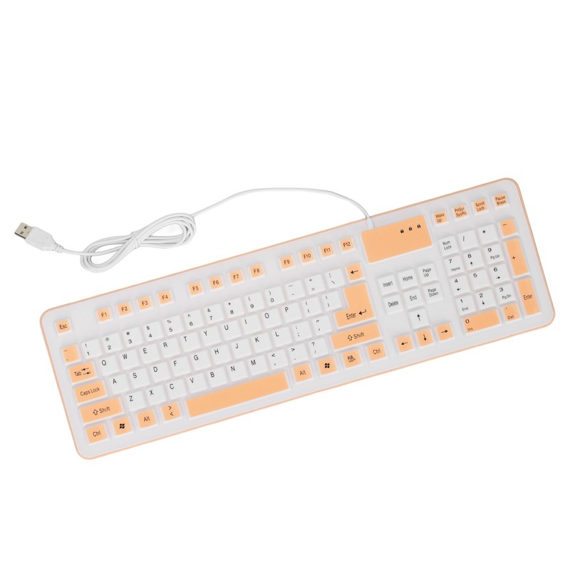 Foldable Silicone Keyboard 106 Keys Waterproof Dustproof Foldable USB Wired