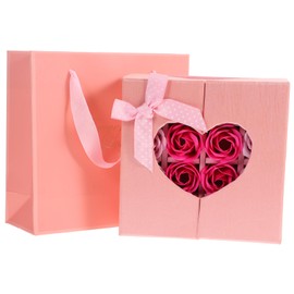 Beavorty Flower Box Soap Flowers Pink Decor 16pcs Floral Soaps Set Ideal for Mother's Day