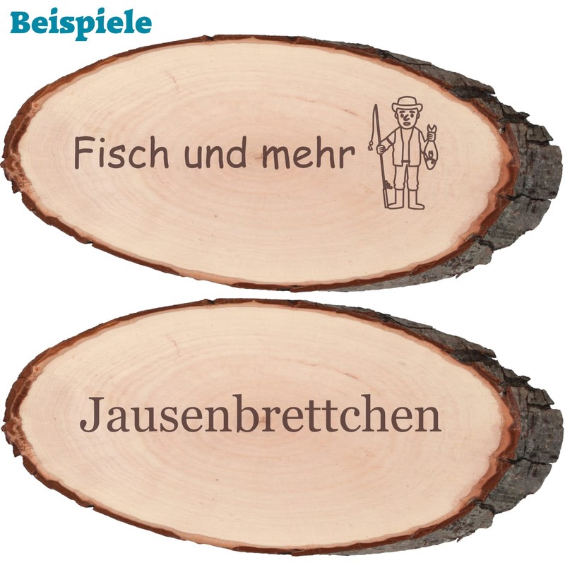Geschenkissimo Bark Board XXL with Engraving, Name + Motif, Oval