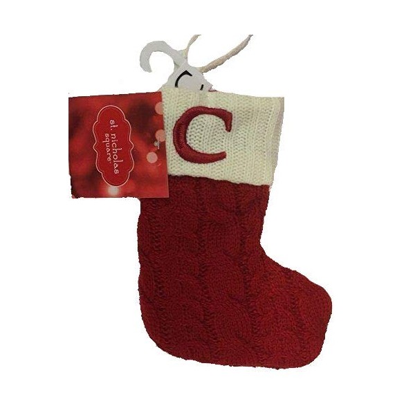 St. Nicholas Square Mini 7-in Knit Monogram Christmas Stocking, Letter C