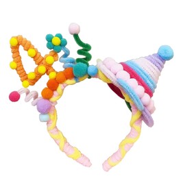 4th Birthday Crown for Girls, 4th Birthday Headband for Girls, 4th Birthday Tiara for Girls 4th Birthday Decoration for Girls 4th Birthday Crown with Colorful Flower Grass Hat for Girls 4 Year Old