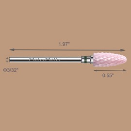 BITNBITH Nail Drill Bit 3/32”Professional Ceramic Nail File Drill Bit for Acrylic Cuticle Dead Skin Remover, Safety Cone Flame Drill Bit for Nail Gel Polishing, Manicure Pedicure Pink,Coarse