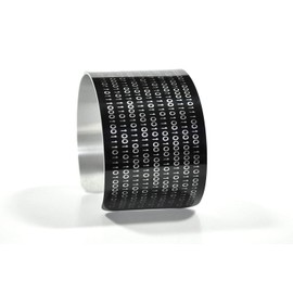 Black Binary Computer Coding Image Aluminium Cuff Bracelet