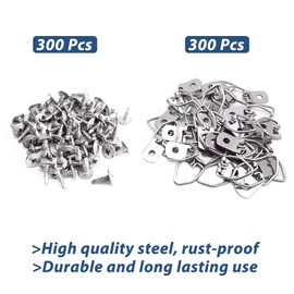 300Pack 1/4 D Ring Hanger, Ready Screw D Ring Picture Hangers Set Heavy Duty for Picture Frames and Mirrors, Used by Framing Professionals1