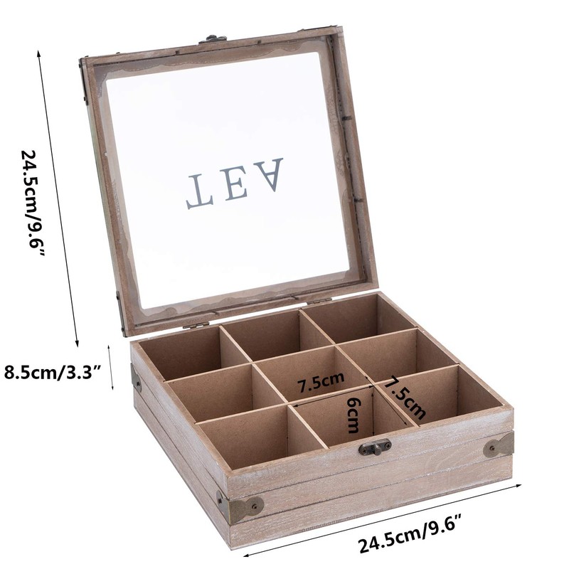 handrong Tea Box Organizer - Rustic Tea Bag Storage,Teas Bag