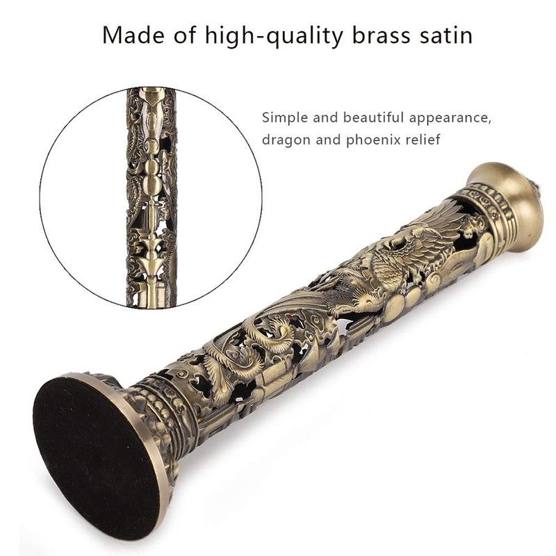 Incense Burner Holder Hollow Brass Dragon Phoenix Relief Craft Ornaments