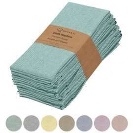 RUVANTI Cloth Napkins Set of 12, 18x18 Reusable Napkins Cloth Washable, Soft & Durable Table Napkins, Poly Cotton Fabric Dinner Napkins for Parties, Christmas, Thanksgiving, Weddings - Teal