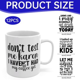 CHNVICK - 12 unidades de envoltorio para tazas UV DTF con citas divertidas para tazas UV DTF, fáciles de operar y diseñar, adecuadas para decoración de fiestas, decoración de cumpleaños, decoración