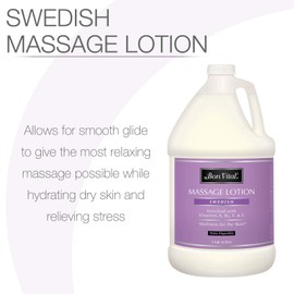 Bon Vital' Swedish Massage Lotion for Skin Tone Improvement, Dry Skin Repair, Increased Circulation, and Stress Relief, Great for Swedish and Sports Massages, 1 Gal, Label may Vary