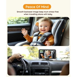 Babyvue BC1 Baby Car Camera, 4.5" 1080P Easy Setup Backseat Camera with Flexible 360 Rotation, 3X Zoom Clear Picture Rear Facing Car Seat Baby & Pet Monitor