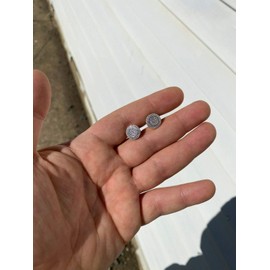 Real Solid 925 Silver Iced CZ Hip Hop Earrings Large Studs Screw Backs