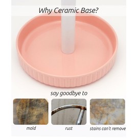 VROOMIUM Paper Towel Holder Countertop, Ceramic Base Easy-to-Clean, 1.4 lbs, 7" B x 12.5" H, Stable Elegant and Durable Kitchen Roll Stand, Cute Pink