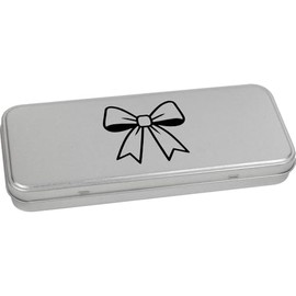 Azeeda 'Ribbon Bow' Metal Hinged Stationery Tin/Storage Box (TT00294874)