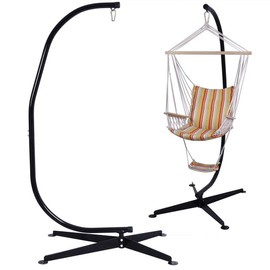ARLIME Steel Hammock Stand, Hanging Chair Stand, C-Stand for Hanging Chair, Heavy Duty Egg Chair Stand, Porch Swing w/Weather-Resistant Finish, 360-Degree Rotation
