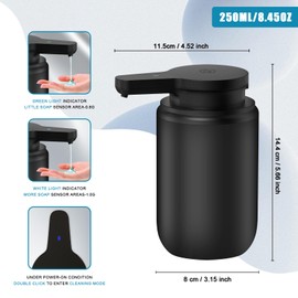 Mamiddle Automatic Soap Dispenser with Sensor Infrared Soap Dispenser Electric IPX5 Waterproof USB-C Charging for Kitchen and Bathroom (Black - Liquid Type)