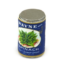 MyTinyWorld 2 x Dolls House Miniature Wayne Spinach Can (1930s)