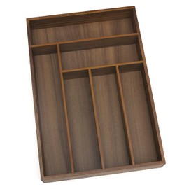 Lipper International 1078 Acacia Wood Deep Flatware Organizer with 6 Compartments, 11-3/4" x 17-1/2" x 2-1/2"