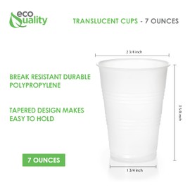 7oz Translucent Plastic Cups - Disposable 7 ounce Cold Drink Party Cups - Cold Drink, Soda Cups, Party Cups, Water Cups, Drinking Cups for Home, Office, Events, Wedding, Parties and Takeout (1200)