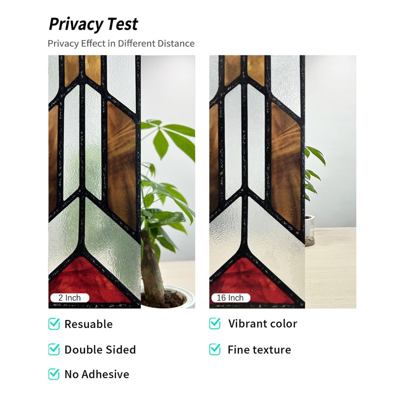 Flortlias Faux Stained Glass Effect Window Privacy Film, Original Hand