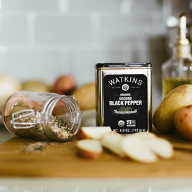 Watkins Gourmet Organic Spice Tin, Ground Black Pepper, 4 oz