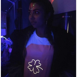 Illuminated Apparel Interactive Glow in The Dark T-Shirt - Fun for Birthday Parties & Festivals - Light up The Night (XXL, White/Pink Glow)