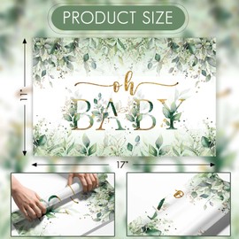 50 Pack Oh Baby Shower Party Paper Placemats, 11x17 Inch Disposable Baby Shower Place Settings with Green Leaves Design, Perfect for Party Decorations Celebrations