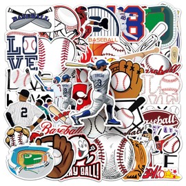 50PCS Baseball Stickers for Water Bottles Helmet Laptop Phone Guitar Scrapbook Notebook Snowboard Computer Luggage,Cool Sport Baseball Waterproof Decal for Adult Teens Boys Kids Gifts