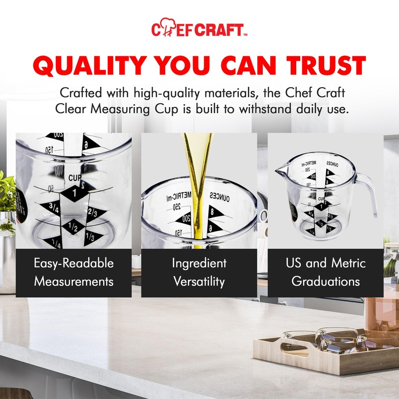 Chef Craft Select Plastic Measuring Cup, 1 Cup Capacity, Clear