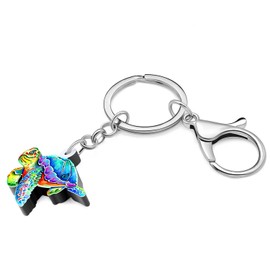 LONYOO Sea Turtle Keychain Acrylic Octopus Jellyfish Crab Whale Shark Key Ocean Chain Rings Summer Gifts for Women Girls (Blue Sea Turtle Keychain)