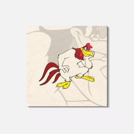 Unbranded Foghorn Leghorn Cartoon Thinking Rooster 4'' X 4'' Square Wooden Coaster
