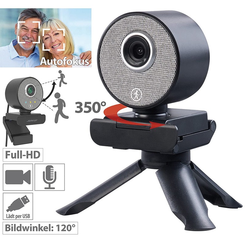 Somikon Laptop Camera: Car Tracking USB Webcam with Full HD,