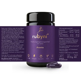 rubyni® Aronia (90 Capsules) • 100% Organic Aronia Berry Extract • 400mg Aronia of which 44mg Polyphenols + 20mg Anthocyanins per Capsule • Black Chokeberry Extract • Organic & Vegan • No Additives