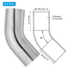 PATIKIL 45 Degree Bend Elbow, 2inch OD Sanitary Exhaust Pipe Elbow Intercooler Pipe Mandrel Elbow Connector Tube for Welding Brewery Equipment HVAC Stair Handrail, 1 Pcs