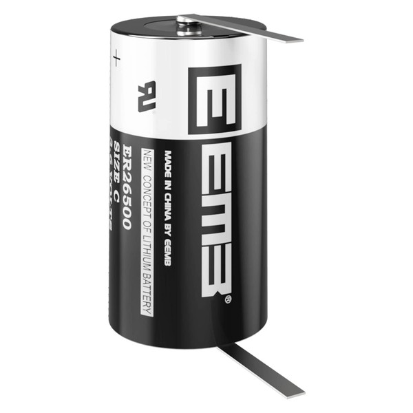 EEMB ER26500 C Size 3.6V Lithium Battery with Solder Tabs High Capacity Li-SOCL₂ Non-Rechargeable Battery LS26500 SB-C01 TL-2200 for Electricity Meter, Wireless Electric Tools, Signal lamp