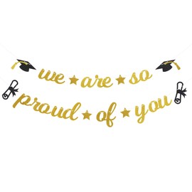Pargleev Glitter We are So Proud of You Banner 2024 Graduation Congratulations Party Decorations Gold